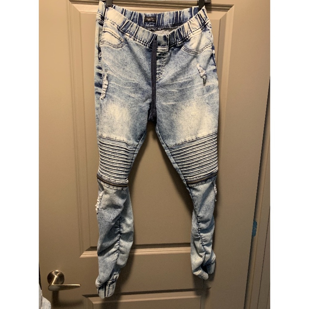 Ripped jean joggers